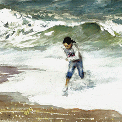 The Big Wave - watercolour by Jon Asher