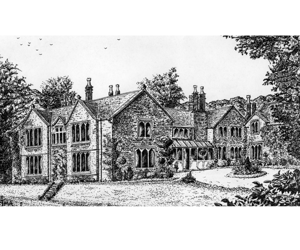 East Lodge, near Matlock - pen and ink by Jon Asher