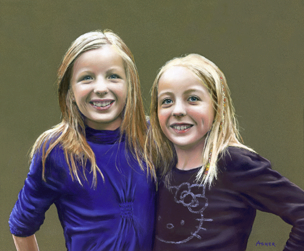 Hebe and Posy - pastel by Jon Asher