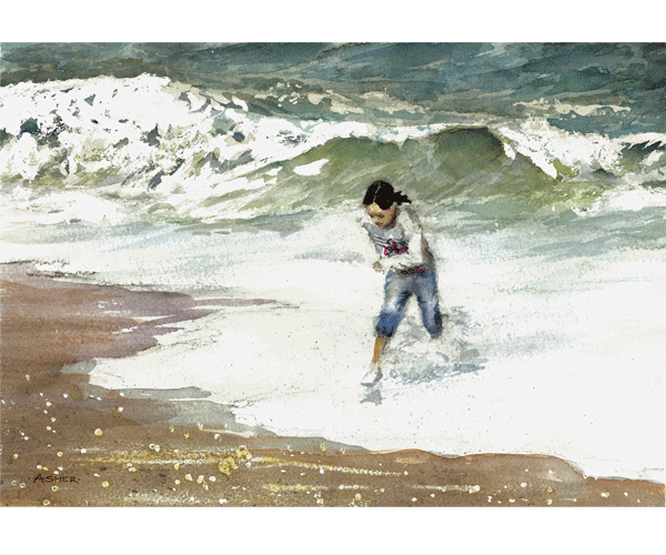 The Big Wave The Big Wave - watercolour by Jon Asher