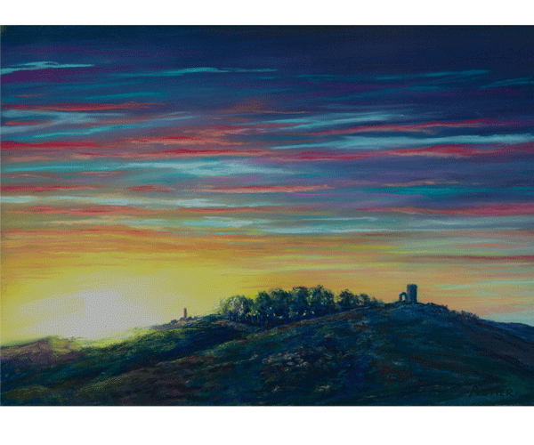 Sunset at Bradgate Park, Leics Sunset at Bradgate Park, Leics - pastel by Jon Asher
