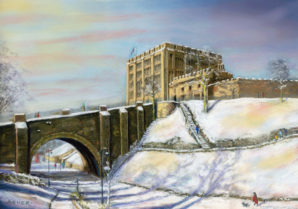 Winter at Norwich Castle Winter at Norwich Castle - pastel by Jon Asher
