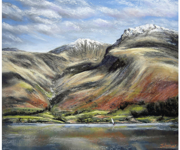 Wastwater and the Scafells Wastwater and the Scafells - pastel by Jon Asher